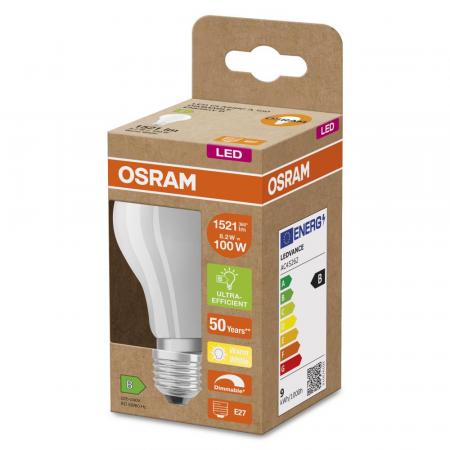 OSRAM E27 SUPERSTAR+ CLASSIC besonders effiziente LED Lampe dimmbar 8,2W wie 100W 2700K warmweißes Licht matt